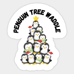 Penguin Tree Waddle, Christmas humor Sticker